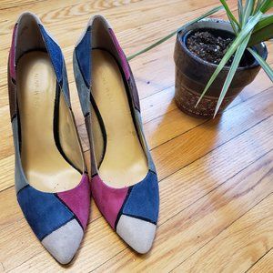 Nine West multi colour patchwork sued heel